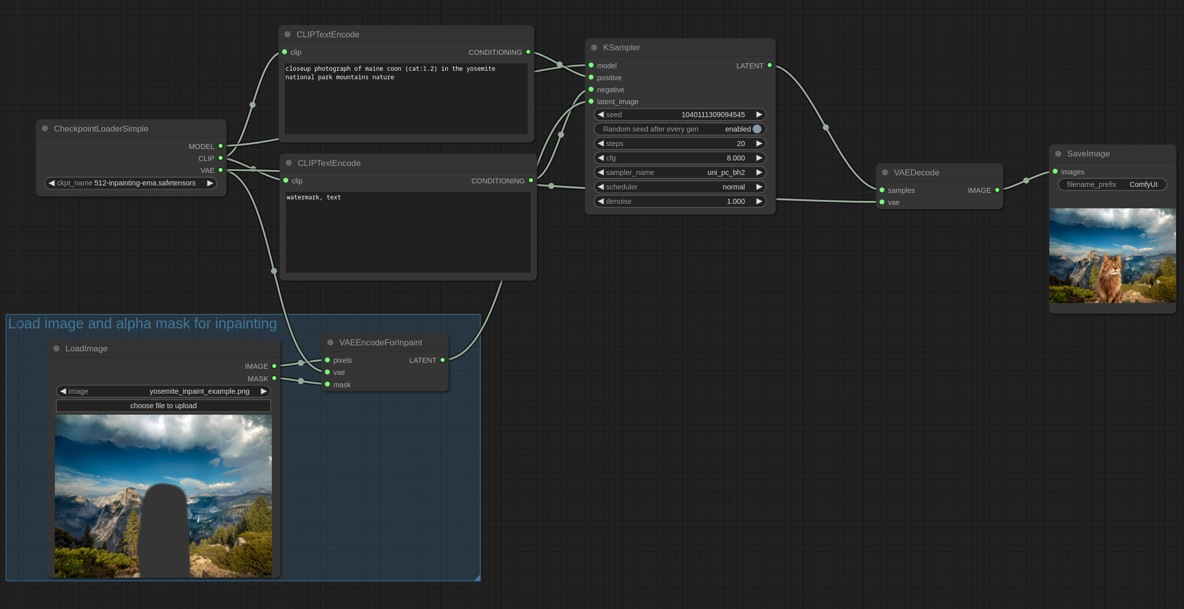 Inpaint Examples - ComfyUI Workflow