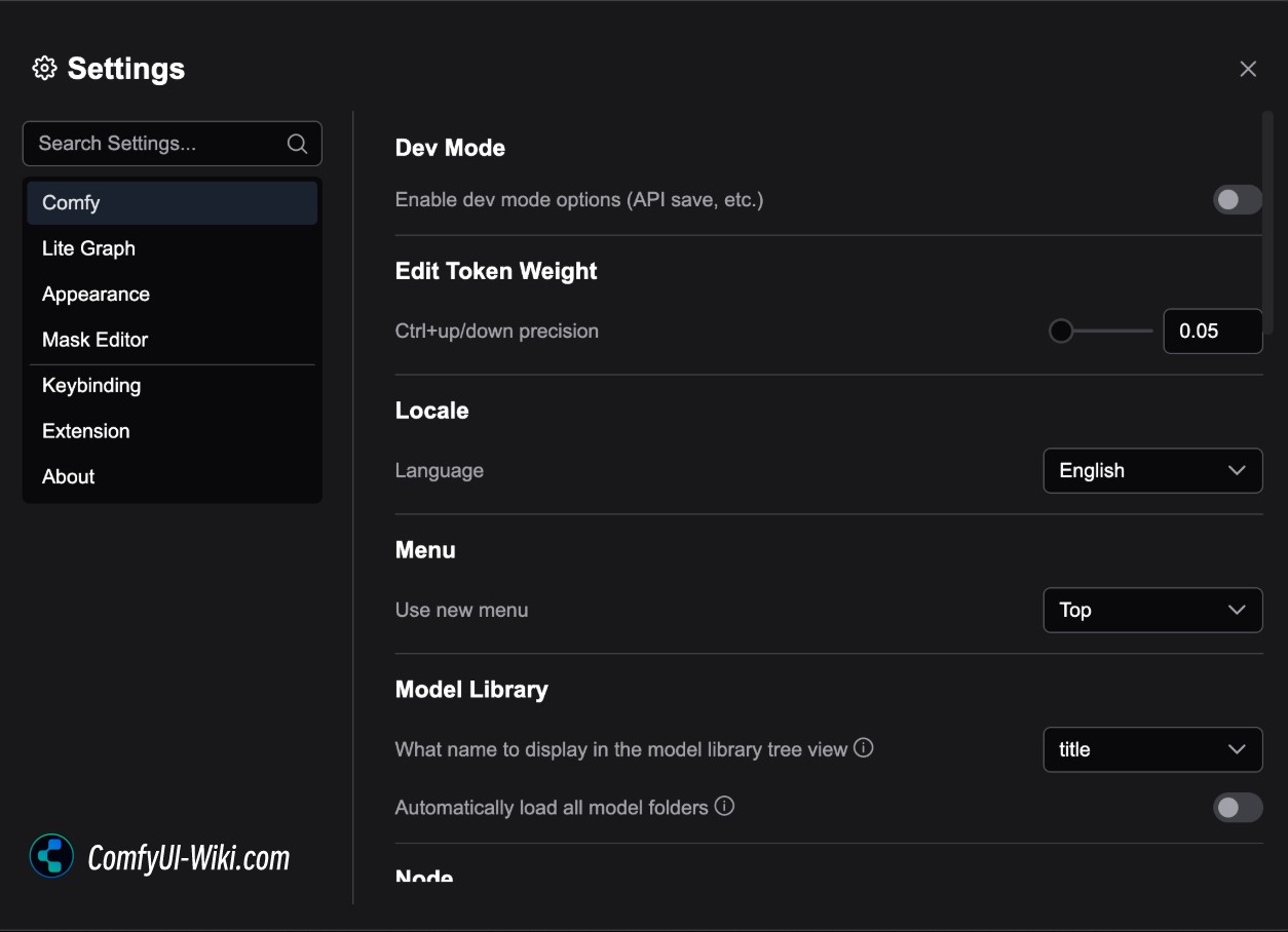 Comfy - ComfyUI Settings Menu