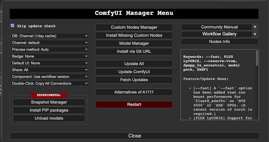 ComfyUI Manager UI