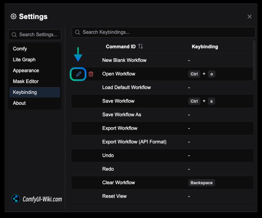 ComfyUI Custom Keyboard Shortcut Settings