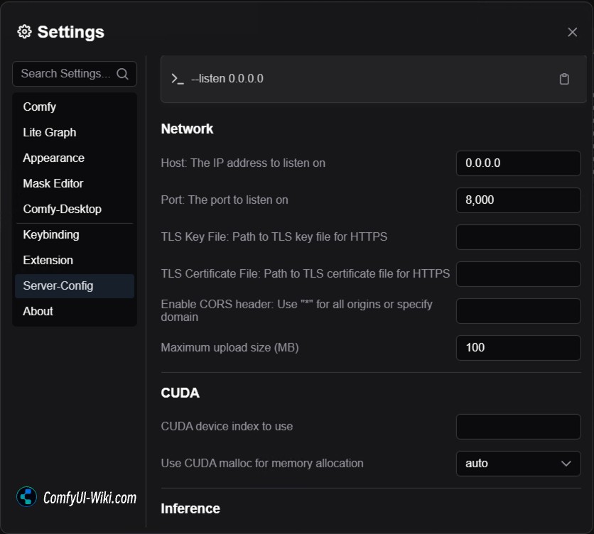 Configuration du serveur ComfyUI