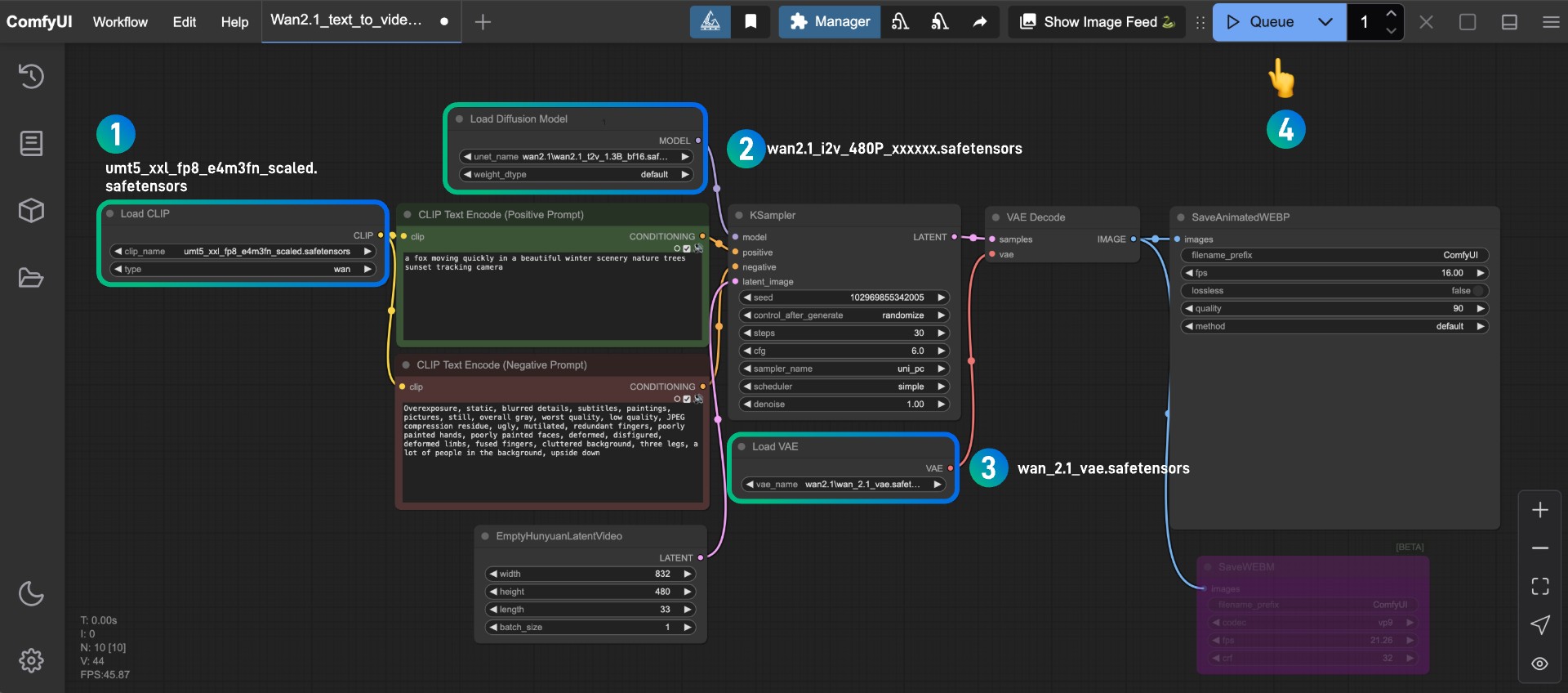 Wan2.1 Text-to-Video 1.3B 1080P Workflow