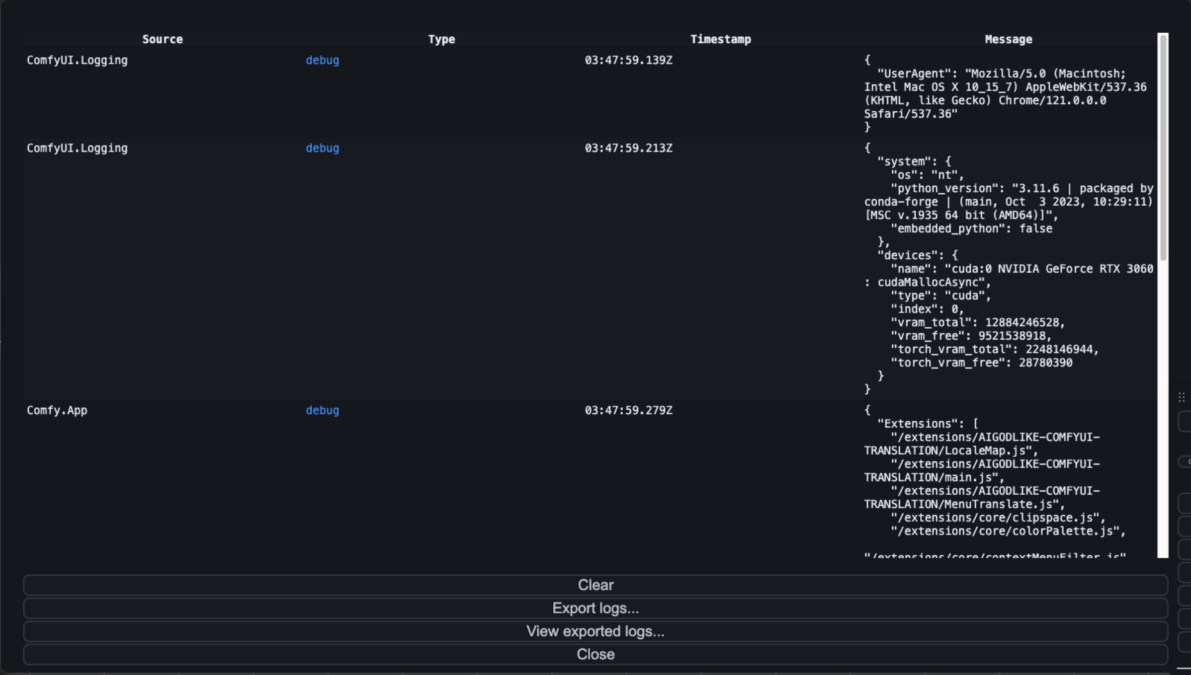 ComfyUI-Log Information